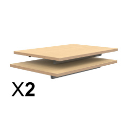 Lot de 2 Plateaux TAGE GANGE ép.21 mm stratifié chant bois - Syst. Poutre - 70x50 - Stock