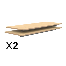 Lot de 2 Plateaux TAGE GANGE ép.21 mm stratifié chant bois - Syst. Poutre - 130x50 - Stock