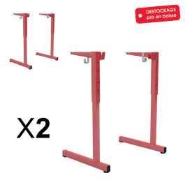 Lot de 2 piètements GANGE HR époxy crochets époxy gris RAL 9006 - T3 à T6 - Rouge RAL 3031